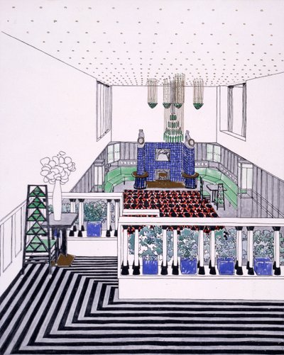 غرفة استقبال كبيرة ذات شرفات على طراز انفصال فيينا ، أوائل القرن العشرين بواسطة ليوبولد باور